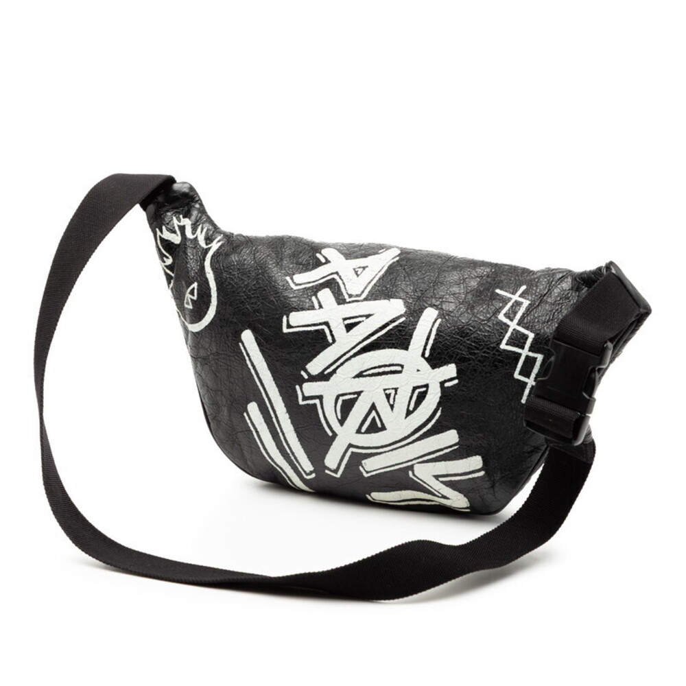 Balenciaga Graffiti Explorer Body Belt Crossbody Bag Waist Black White Leather - Picture 2 of 8